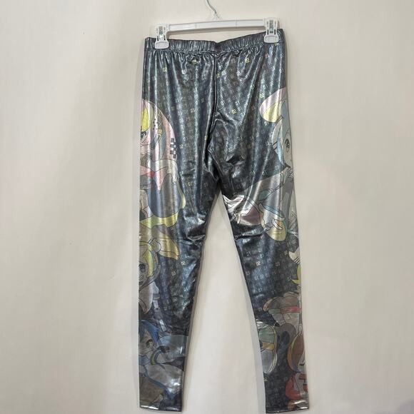 Hatsune Miku Vocaloid Cosplay Leggings Womens Large Silver Graphic Metallic - Picture 6 of 11
